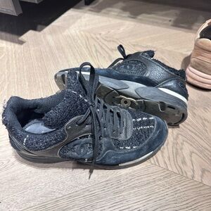 CHANEL Black Tweed & Suede Women's Athletic Sneakers